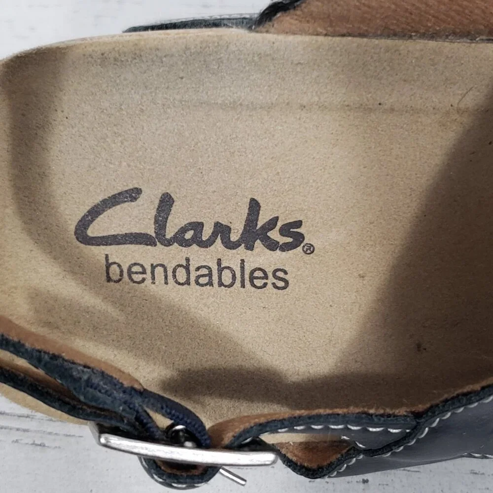 Clarks Bendables  Blue Leather Slingback Sandals  Women's Size 9.5 Buckle